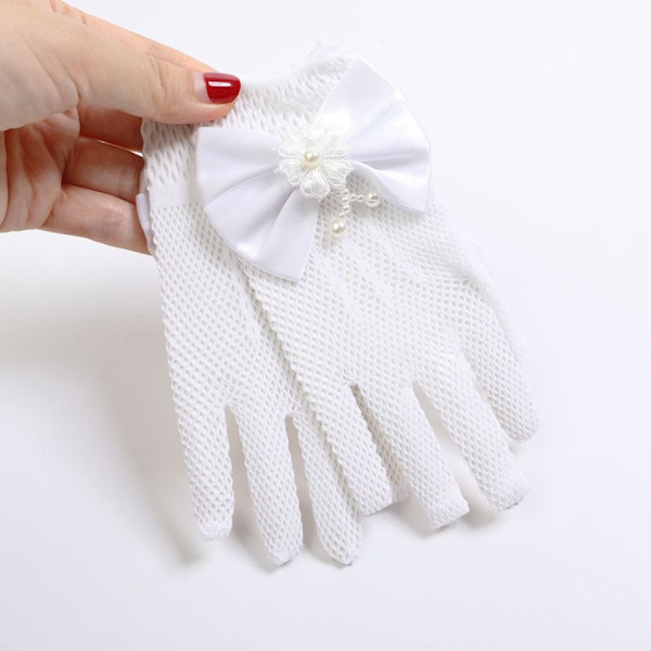 Bröllopshandskar för barn Spetshandskar Mesh VIT White