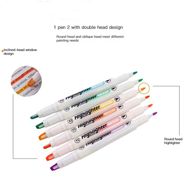 6 stk/sett Markeringspennsett Nøkkelpunkter Markører Fargepenn 6PCS/Set