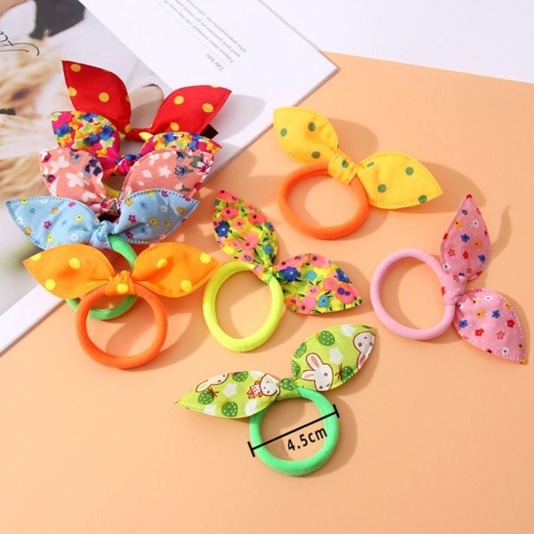 1/10 STK Elastiske hårbånd Bunny Ears Hårtau 10 STK-FARGE 10Pcs-Color Random