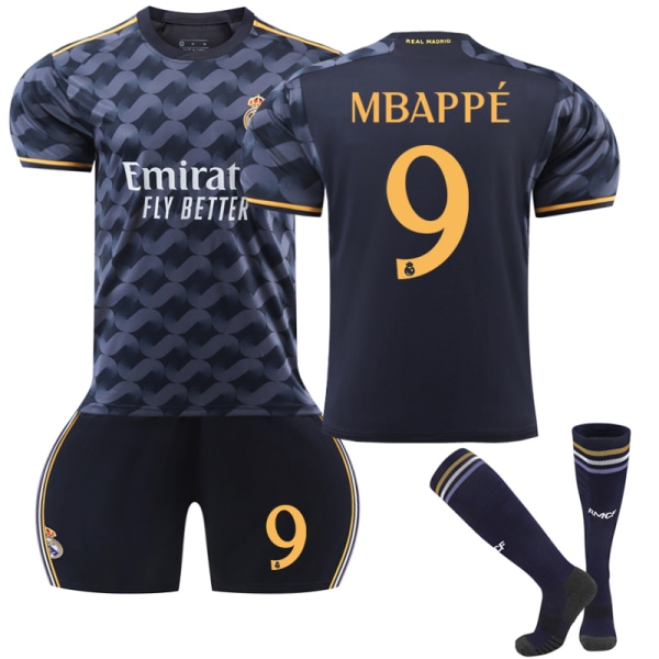 23-24 Real Madrid Borta fotbollströja Kit med strumpor nr 9 Mbappé Adult XL