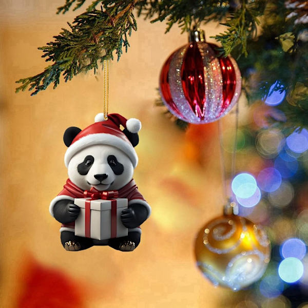 Christmas Panda Nøglering Vedhæng Juletræ Ornament 8 8 8