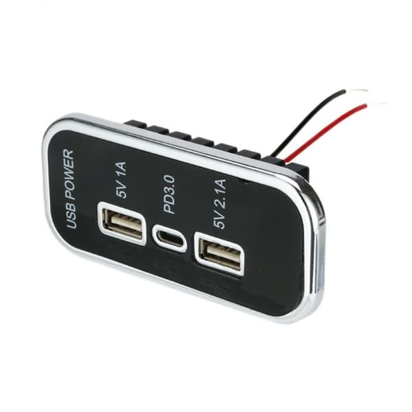 USB Billaderkontakt Strømadapter Uttak Billaderkontakt