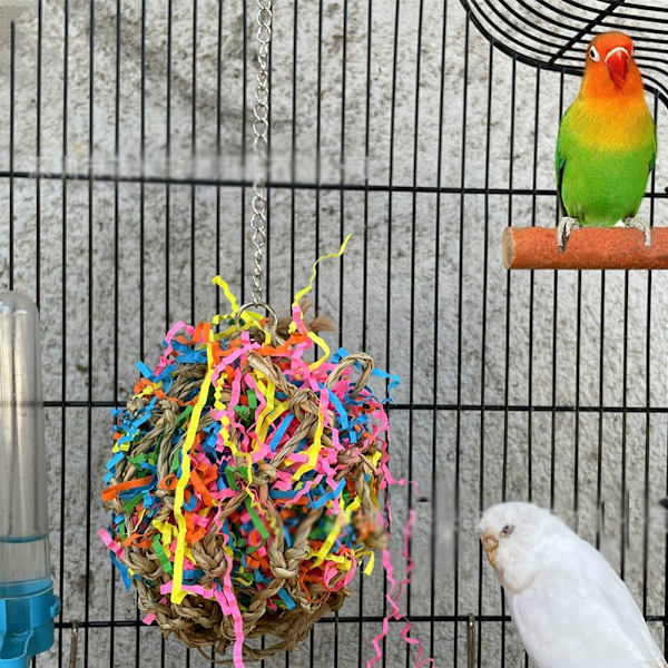 Parrot Toy Grass Woven Färgglad Tear Toy Dekompression Fun Pull