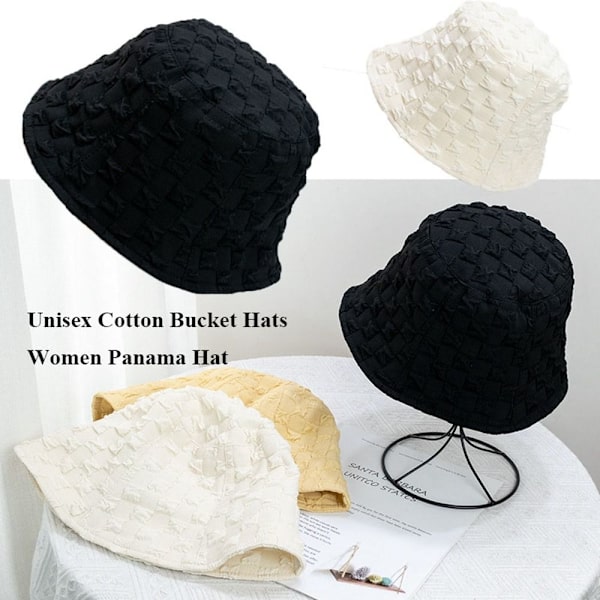 Bomull Bucket Hats Dam Sommar Hatt VIT White