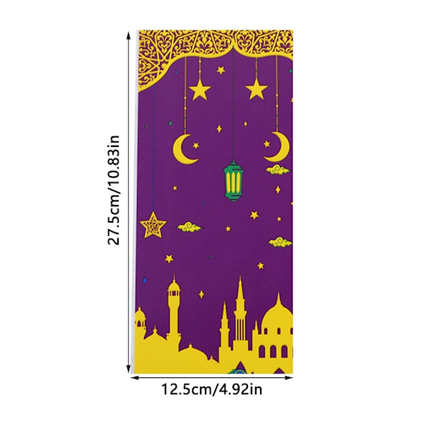 50 stk Eid Mubarak Plastposer for Godteri og Kjeks - Gaveposer