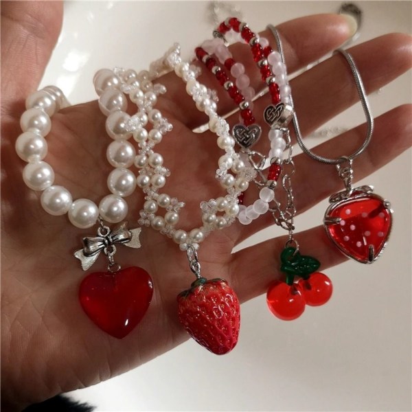 Y2K Halsband Strawberry Pendant Halsband STRAWBERRY #2 Strawberry #2