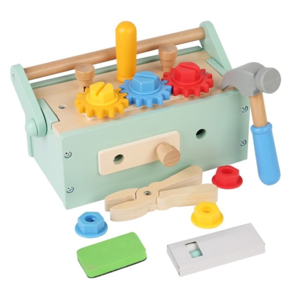 Montessori-legetøjs-værktøjskasse i trælegetøj til reparationsværktøjssæt