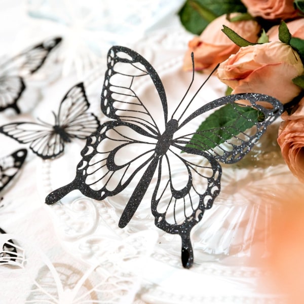 Butterfly Cat Dekorativt material Papper Ihålig spets bakgrund 03