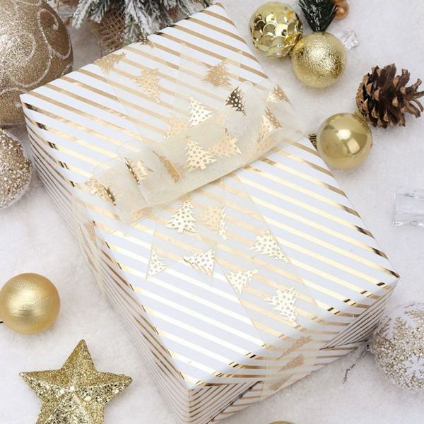 Gold Heart Sheer Ribbon Snow Yarn Ribbon C C C