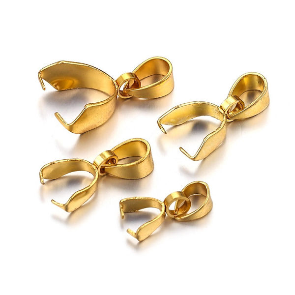 10 st hängsmycke Pinch Bail Dingle Charm Bead Connector GULD Gold 4x16mm10pcs-10pcs