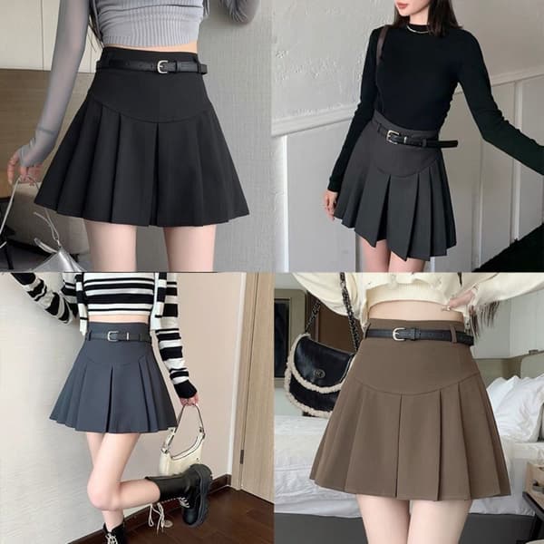 Plisserad kjol BRUN M Brown M