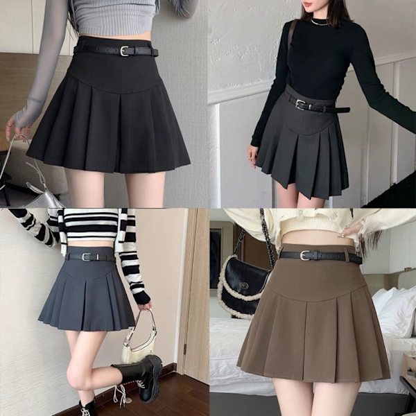 Plisseret nederdel Halvnederdel SORT L Black L