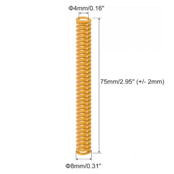 2 kpl 3D-tulostimen kevyitä puristusjousia 8x75mm