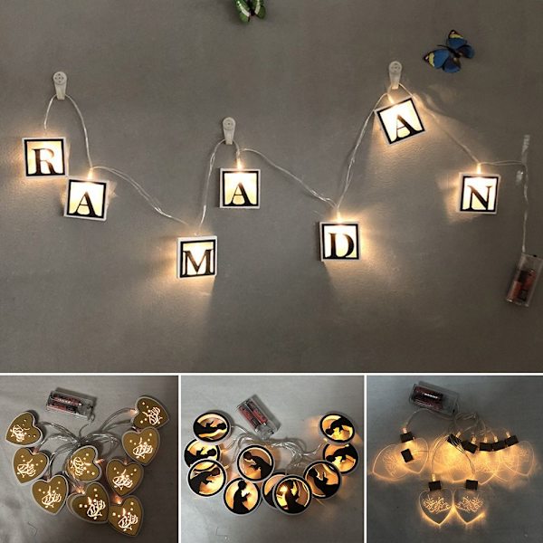 2m 10 LED Eid Mubarak LED-ljusslinga Ramadan Lykta 9 9