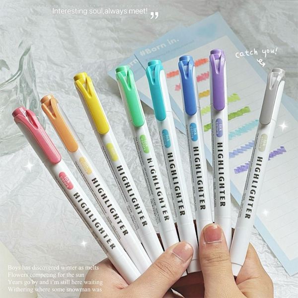 5 färger/kartong Highlighter Pen Set Fluorescent Pen G(15PCS) G(15pcs)