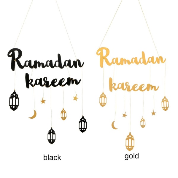 2023 Eid Mubarak Ramadan Kareen Decor Moon And Star black