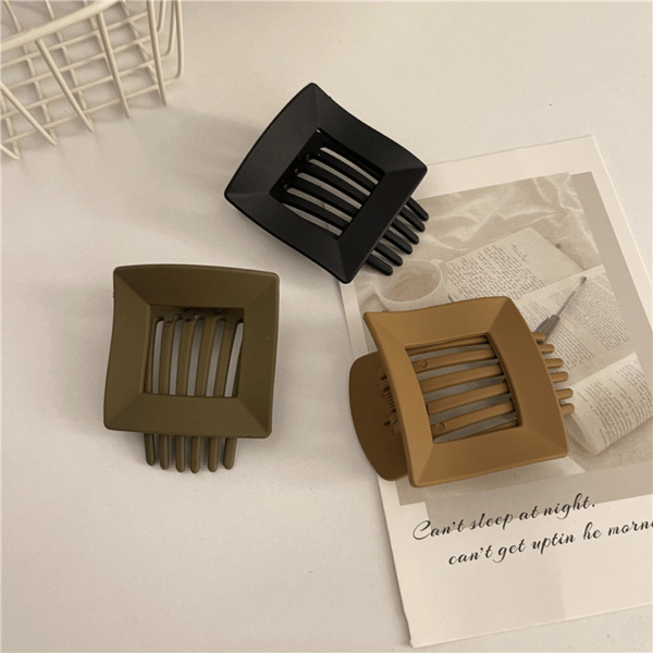Hule firkantede grip-klips hårklips BRUN brown