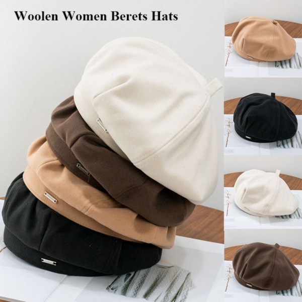 Kvinner Berets Vinterluer KHAKI Khaki