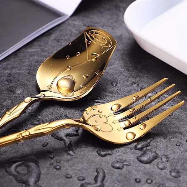 Kaffesked Fruktgaffel GULDGAFFEL Gold Fork-Fork