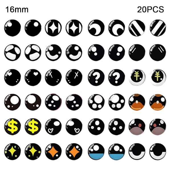 20 kpl/10 paria Silmät Askartelu Silmät Nukke kristallisilmät 16 MMSTYLE 16mmStyle random