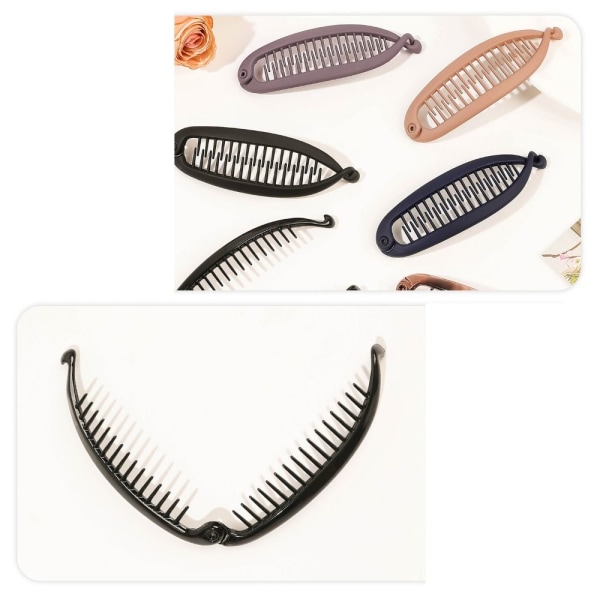 Fiskeformet Hårnål Hestehale Banan Hårklemme NAVY MAT MAT Navy Matte-Matte