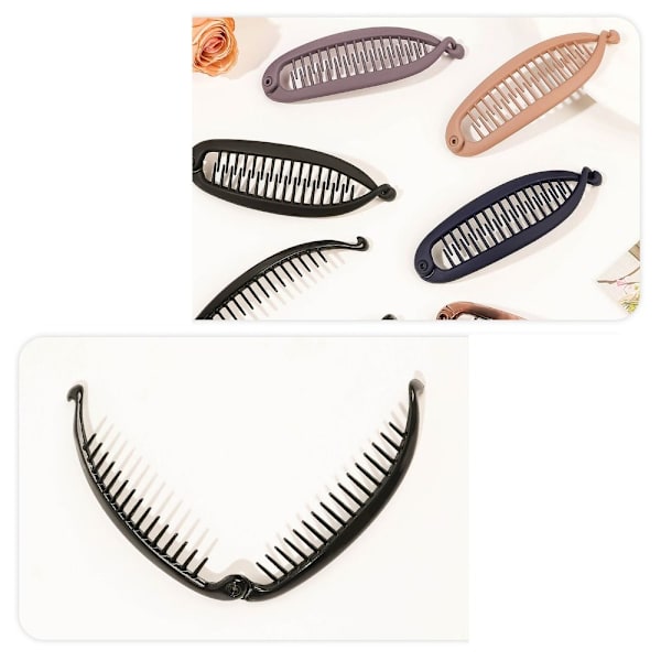 Fiskeformet Hårnål Hestehale Banan Hårklemme SORT MAT MAT Black Matte-Matte