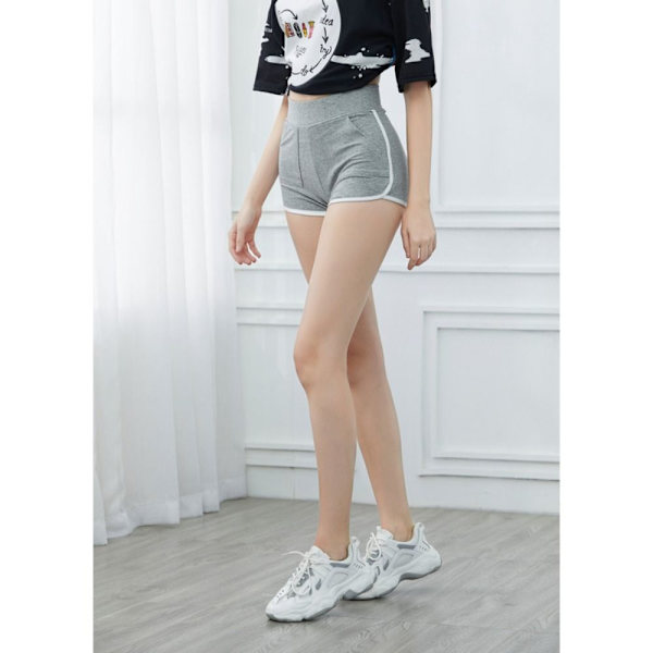 Bomuld Yoga Shorts Skinny Slim Short Bukser GRÅ L grey L