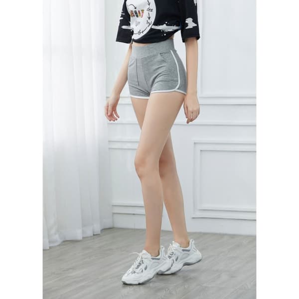 Bomuld Yogashorts, Slanke, Tætsiddende, GRÅ L grey L