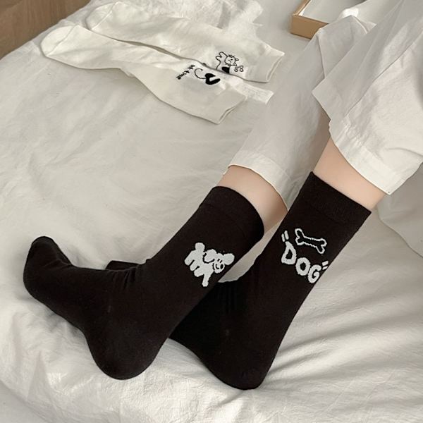 Asymmetriska Graffiti Strumpor Tunna Damstrumpor VIT White
