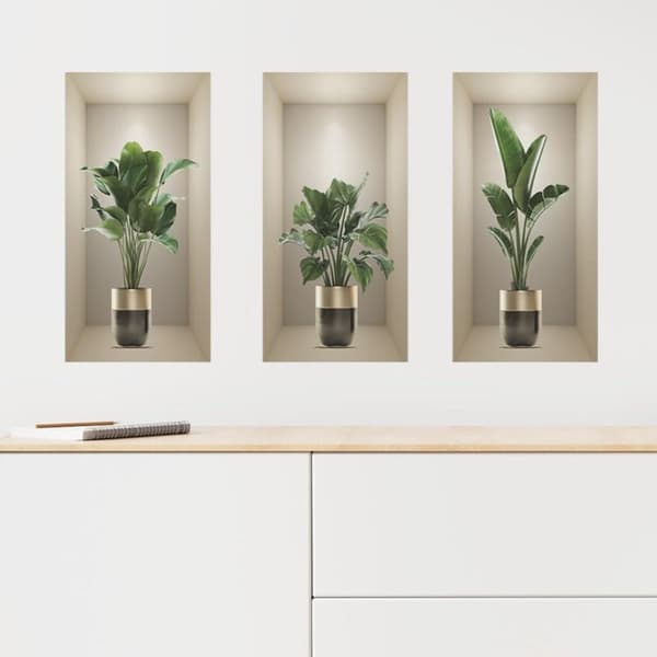 Väggdekorationer 3D Gröna Krukväxter Växter Blad