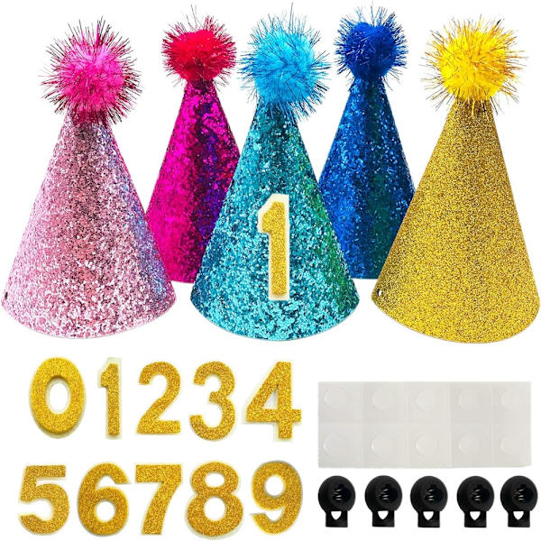 Födelsedag Hatt Set Pet Pannband Hattar 5 ST SET 5 ST SET 5pcs set