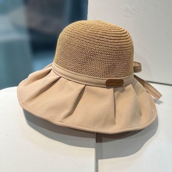 Kvinnor Bucket Hat Big Bred Brätte Beach Sun Hats KHAKI khaki