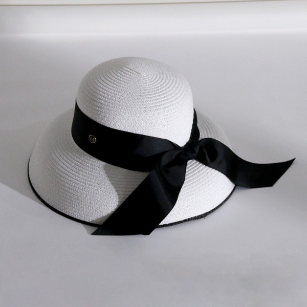 Dame Cap Beach Hat Hepburn Style Bøtte Hat MILKY WHITE MILKY Milky white