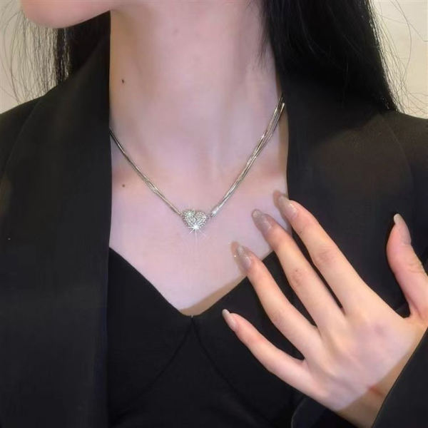Magnet Par Halskæde Hjerte Vedhæng Chokers SØLV 40CM Silver 40cm