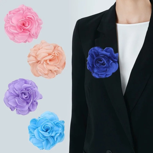 Stof Big Rose Flower Broche Floral Broche BLÅ blue