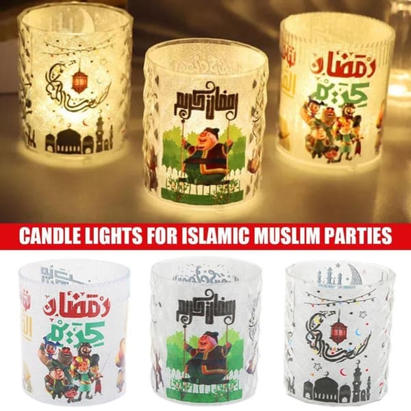 2 stk Ramadan Kareem LED-lys Eid Mubarak Dekorasjon
