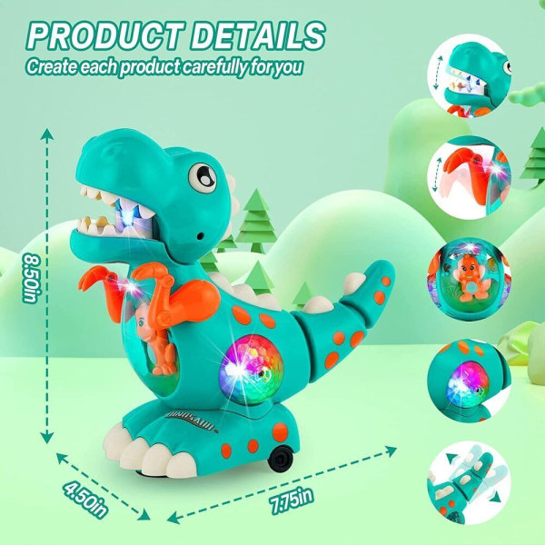 Indeksoiva dinosauruksen lelu Baby aktiviteettidinosauruslelu VIHREÄ green