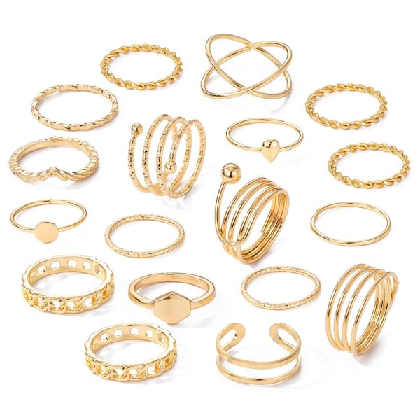 18st Ring Set Knuckle Ring GULD gold