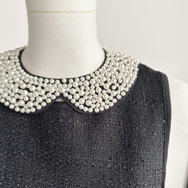Handgjorda pärlor falska krage Pearl Neckchain krage avtagbar