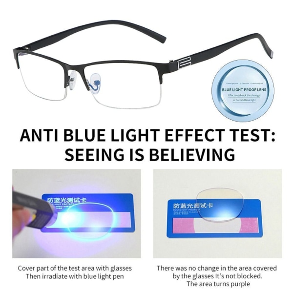 Anti-Blue Light lukulasit Neliönmuotoiset silmälasit MUSTA Black Strength 350