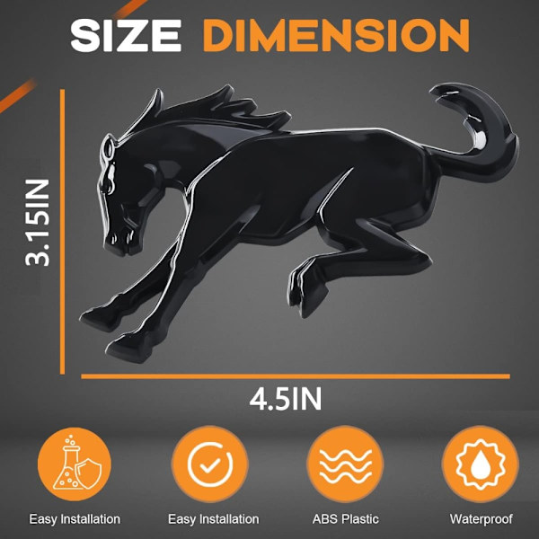 2 STK Horse Badge Emblemer Automobil Badge Horse Shape Bil