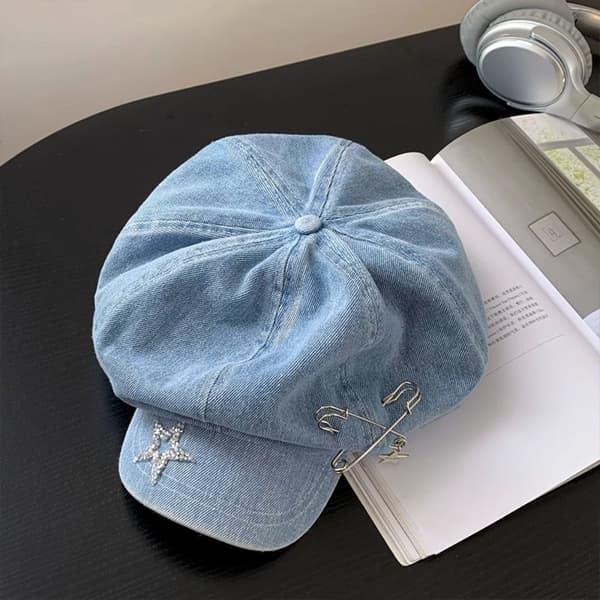 Baskerluer Åttekantede Newsboy-hatter MØRKEBLÅ dark blue