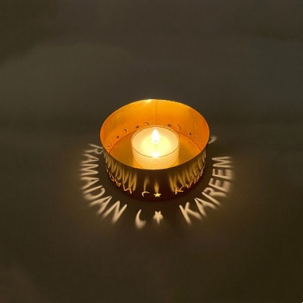Eid Mubarak Guldfärgad Metall Ljusstake Ljusstake 1 1