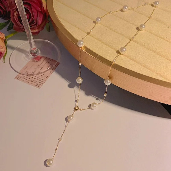 Pärlor tillbaka halsband tofs Pearl hänge halsband sele