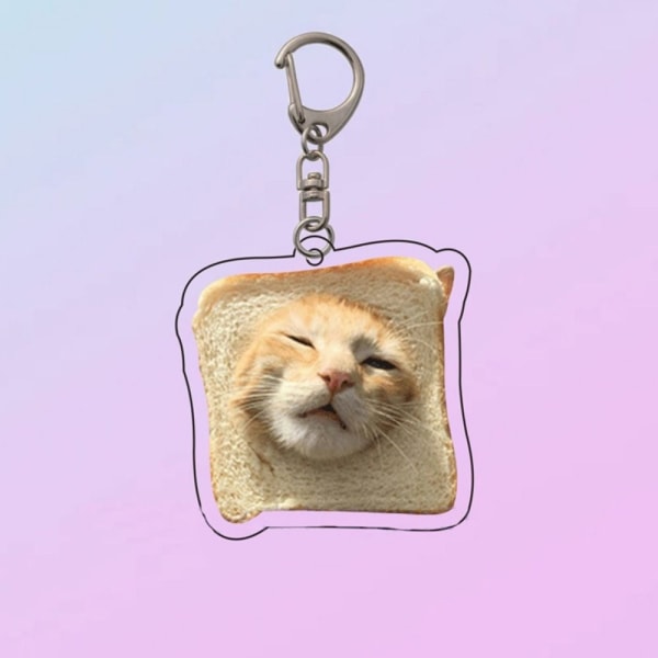 Glad rolig katt nyckelring Toast Cat Pendant nyckelring 8 8 8