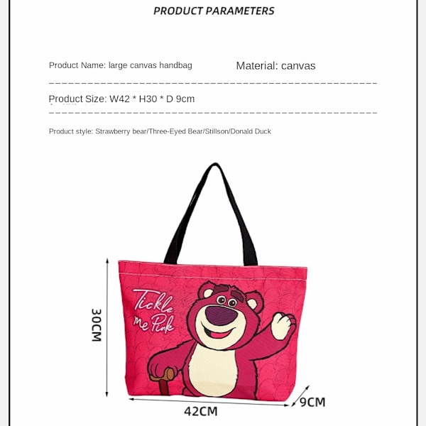 Stitch Canvas Bag Ostoskassi STRAWBERRY BEAR B STRWBERRY