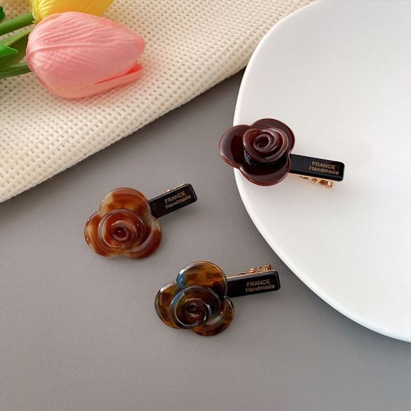 Tredimensionell Rose Hårnål Elegant Rose Flower Barrettes RÖDA red