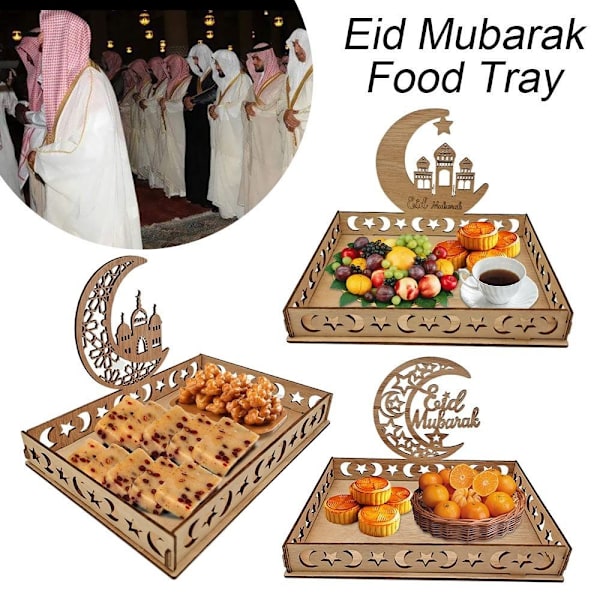 Eid Mubarak Måne- og Stjernebrett Ramadan Kareem Matbeholder 6 6