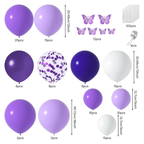 Lilla ballonger Garland Kit Butterfly Stickers