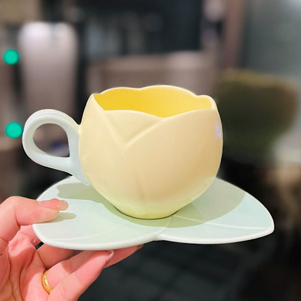 Kaffekrus Fad Sæt Flower Mark Cup ABRIKOS Apricot